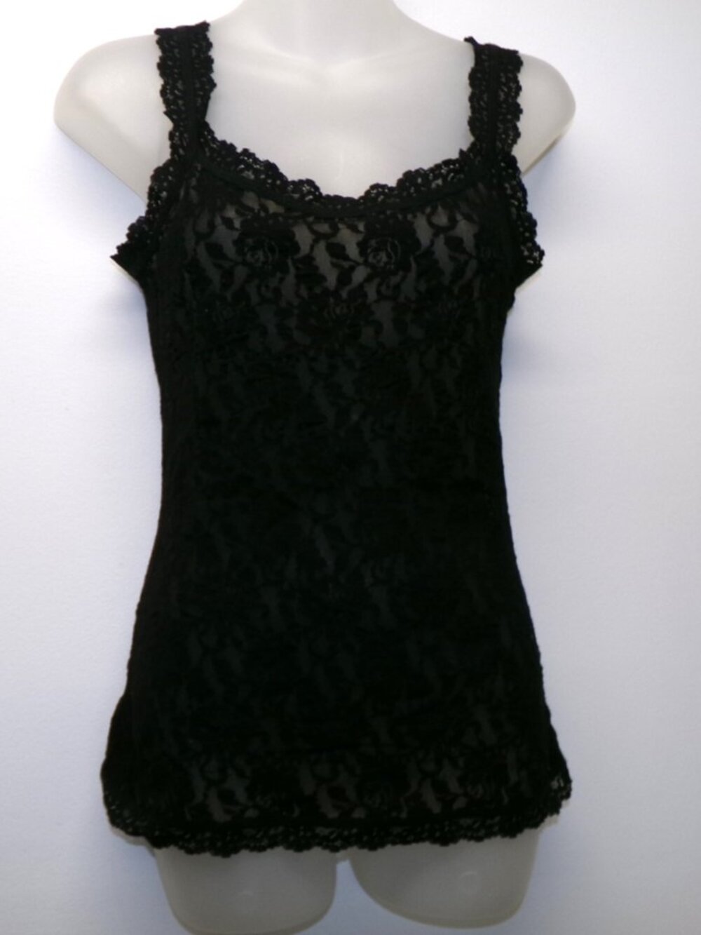 Hanky Panky Signature Lace Unlined Camisole Sheer Black Cami Tank Top M 1390L
